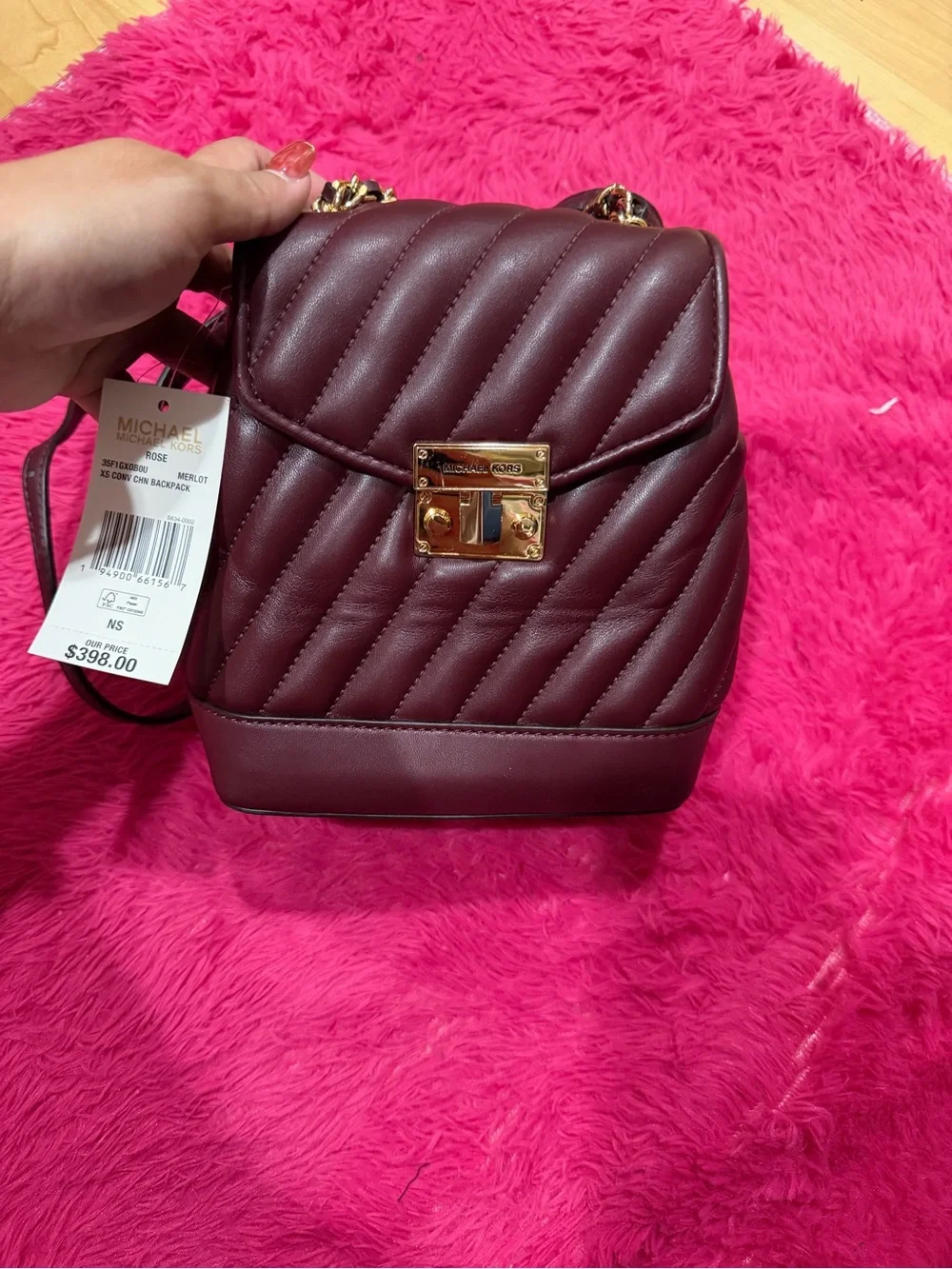 Women's Small Satchel Handbag in Light Pink with Gold Hardware
